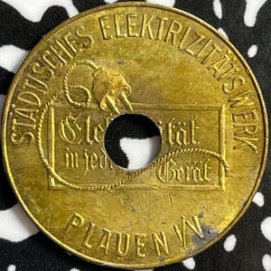 Undated Germany Plauen Electricity Token Lot#E0431 High Grade! Beautiful!