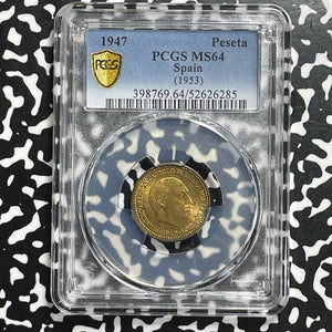 1947 (53) Spain 1 Peseta PCGS MS64 Lot#G989 Choice UNC!