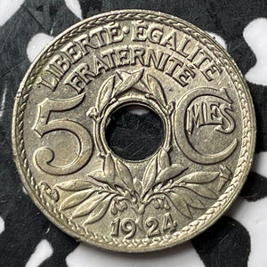 1924 France 5 Centimes Lot#D8445 High Grade! Beautiful!