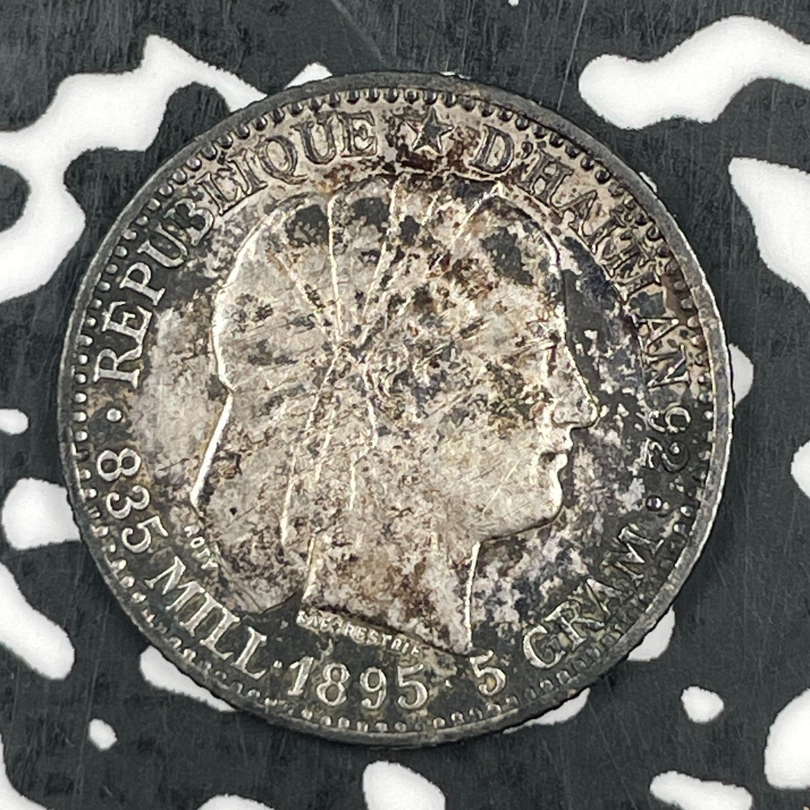 1895 Haiti 20 Centimes Lot#JM1440 Silver! Nice!