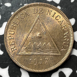 1917 Nicaragua 1 Centavo Lot#JM6944 High Grade! Beautiful!
