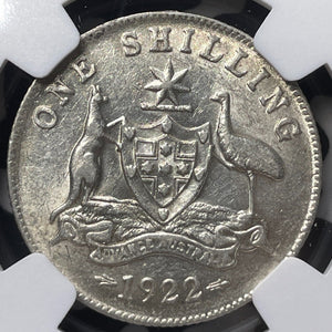 1922 Australia 1 Shilling NGC AU55 Lot#G8454 Silver!