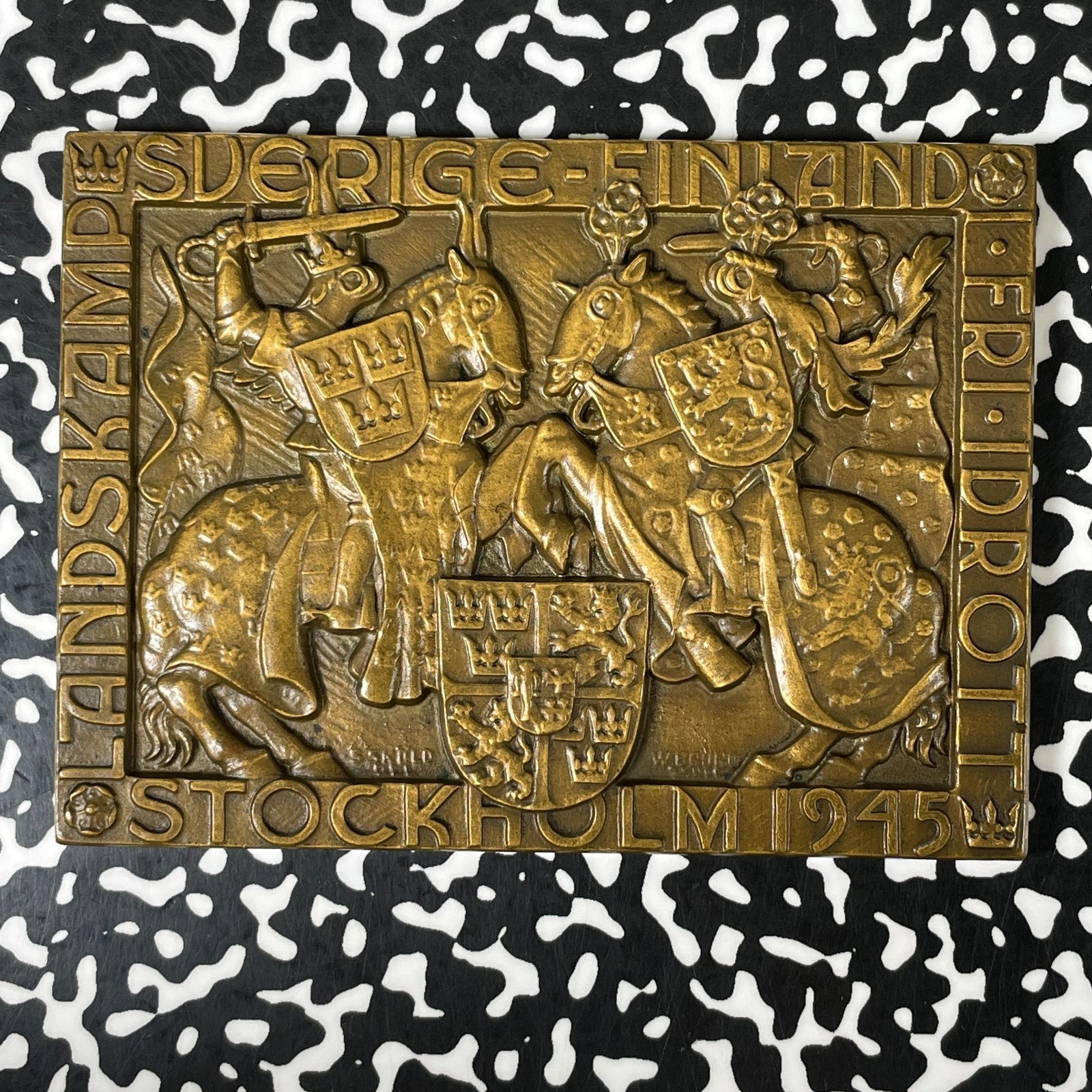 1945 Sweden/Finland Stockholm National Matches Plaque Lot#B3130 68x92mm