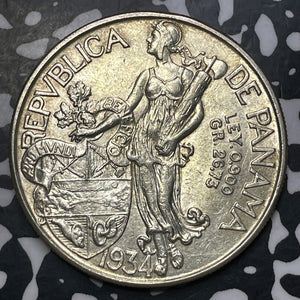 1934 Panama 1 Balboa Lot#JM8297 Large Silver! High Grade! Beautiful!