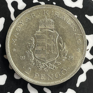 1930 Hungary 2 Pengo Lot#C0141 Silver! High Grade! Beautiful!