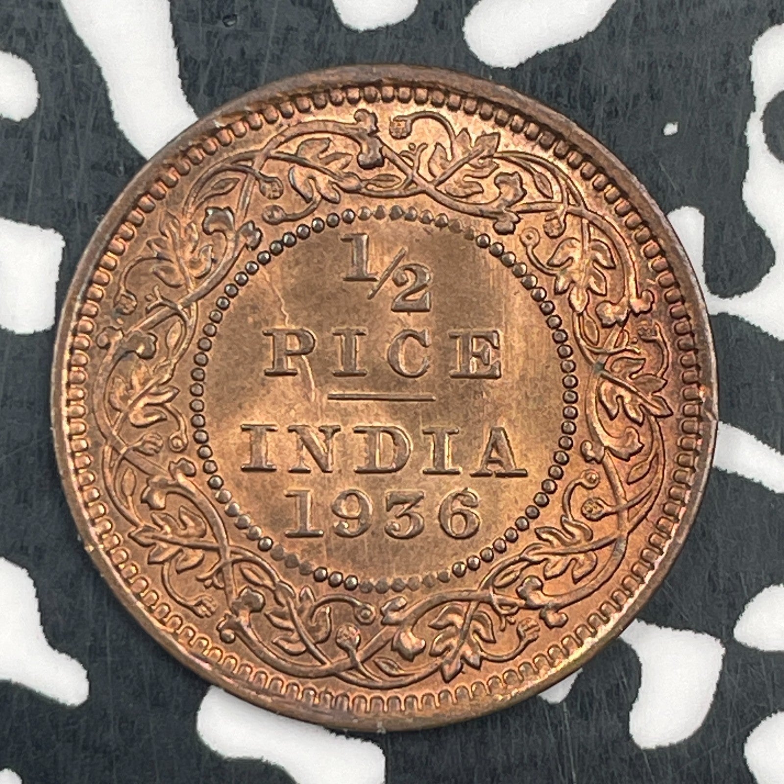 1936 India 1/2 Pice Half Pice Lot#F8305 High Grade! Beautiful!