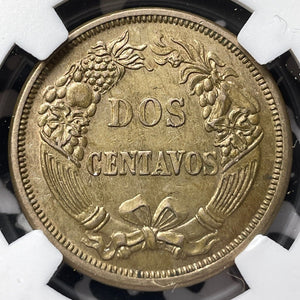 1863 Peru 2 Centavos NGC MS61 Lot#G7203 Nice UNC!