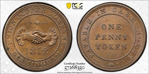 1812 G.B. Birmingham Union Copper Co. 1 Penny Token PCGS MS63BN Lot#G770