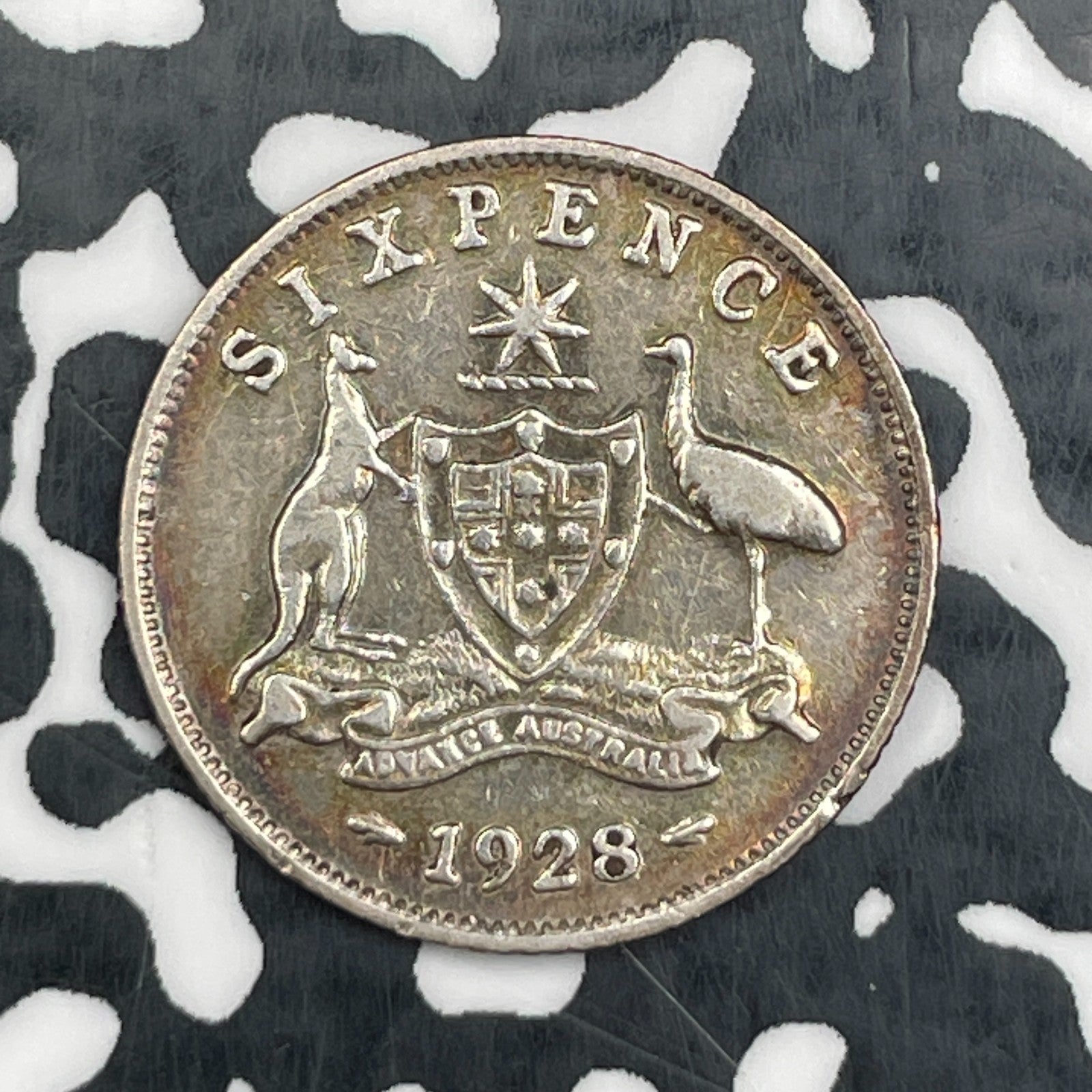 1928 Australia 6 Pence Sixpence Lot#N2137 Silver!