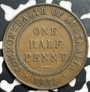 1931 Australia 1/2 Penny Half Penny Lot#T9861 Better Date