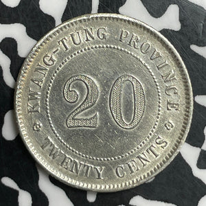 (1920) China Kwangtung 20 Cents Lot#T6597 Silver! Nice Detail, Old Cleaning