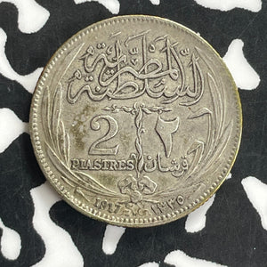 1917 Egypt 2 Piastres Lot#T9785 Silver!