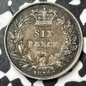 1834 Great Britain 6 Pence Sixpence Lot#D9795 Silver!