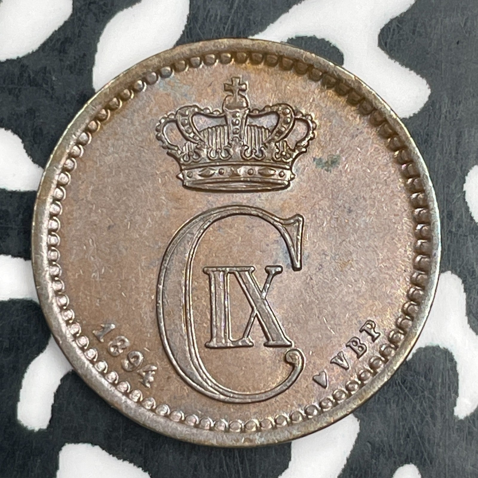 1894 Denmark 1 Ore Lot#F9005 High Grade! Beautiful!