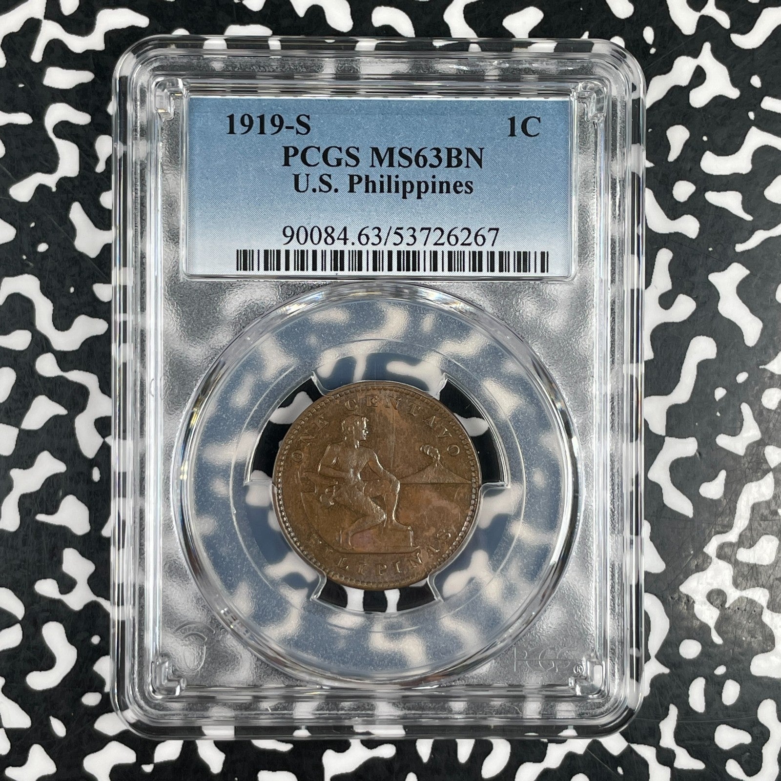 1919-S U.S. Philippines 1 Centavo PCGS MS63BN Lot#G3810 Choice UNC!