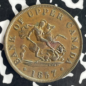 1857 Upper Canada 1/2 Penny Half Penny Token Lot#T8423 Nice!
