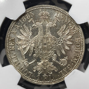 1885-A Austria 1 Florin NGC MS64 Lot#G8798 Silver! Choice UNC!