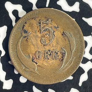 1875 Denmark 5 Ore Lot#T8540 Cleaned