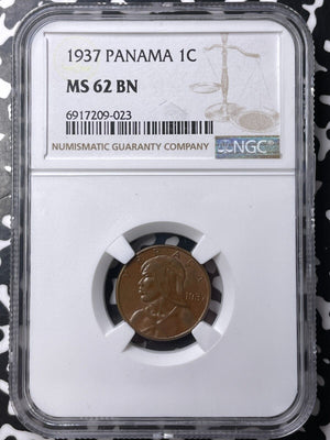 1937 Panama 1 Centesimo NGC MS62BN Lot#G9587 Nice UNC!