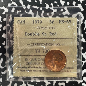 1979 Canada Small Cent ICCS MS65RD Double '9' Lot#OV1465 Gem BU!