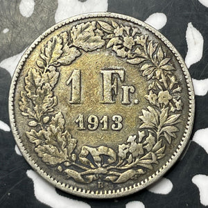 1913 Switzerland 1 Franc Lot#E8315 Silver!