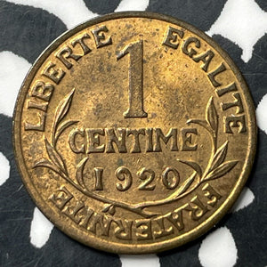 1920 France 1 Centime Lot#E8116 High Grade! Beautiful!