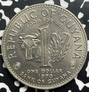 1970 Guyana 1 Dollar Lot#T9747 Nice! F.A.O.