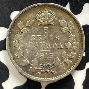 1915 Canada 5 Cents Lot#T4857 Silver! Key Date!