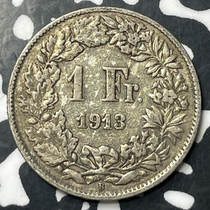 1913 Switzerland 1 Franc Lot#E8261 Silver!