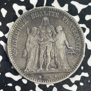 1874-K France 5 Francs Lot#T8490 Large Silver Coin!