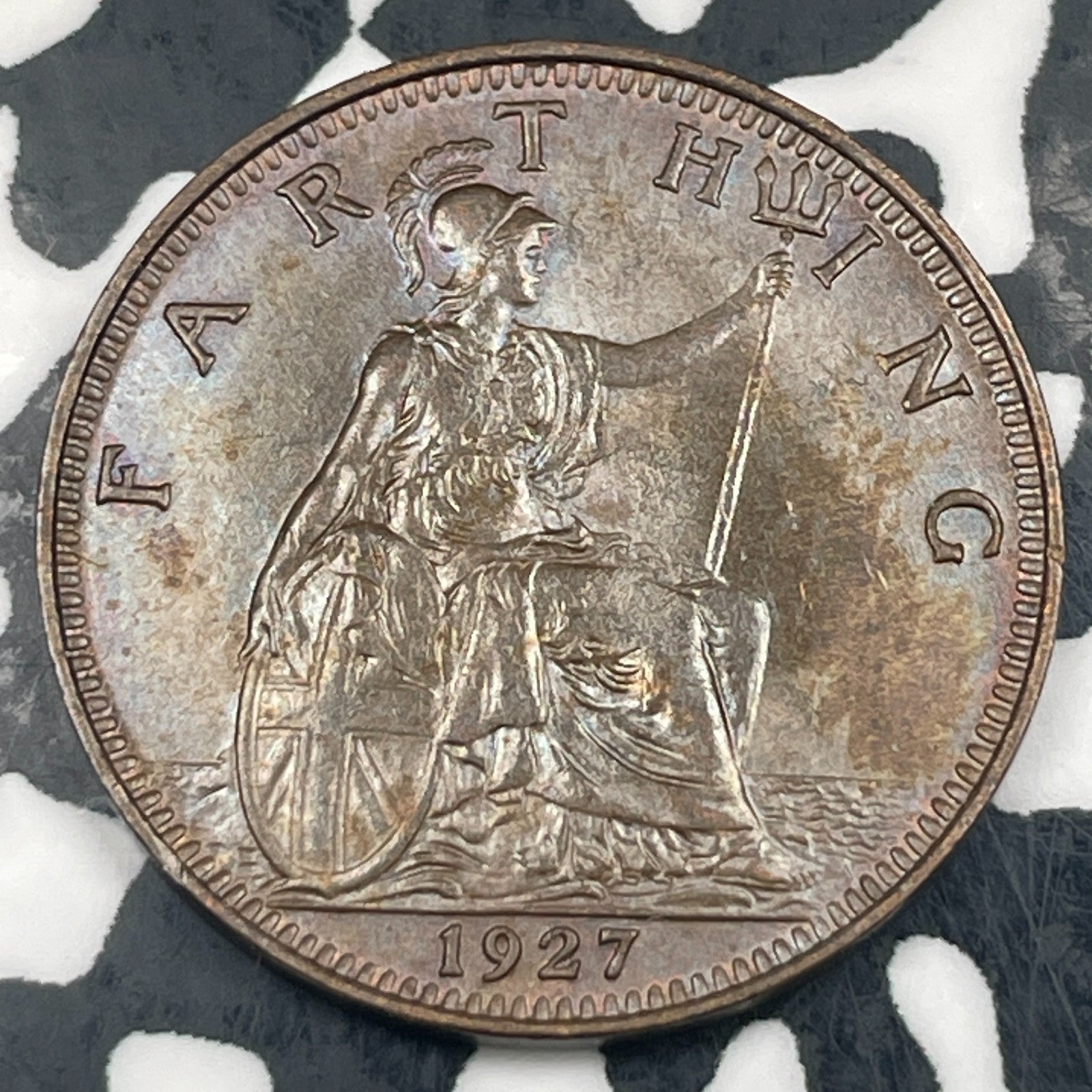 1927 Great Britain Farthing Lot#N3691 High Grade! Beautiful!