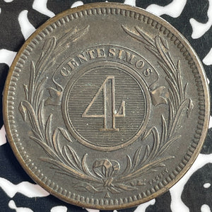 1869-A Uruguay 4 Centesimos Lot#D9684 Nice!