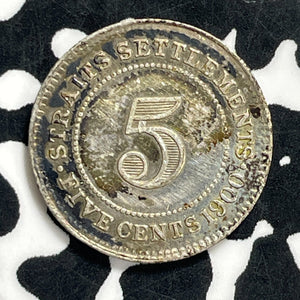 1900 Straits Settlements 5 Cents Lot#JM9914 Silver! High Grade! Beautiful!
