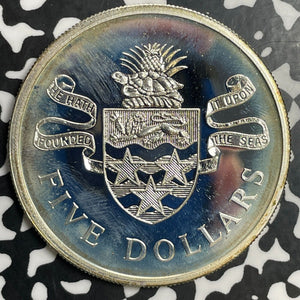 1973 Cayman Islands $5 Dollars Lot#E9694 Large Silver Coin! Proof!