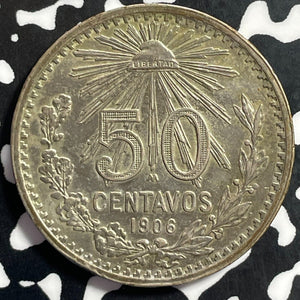 1906 Mexico 50 Centavos Lot#E9869 Silver! Nice!