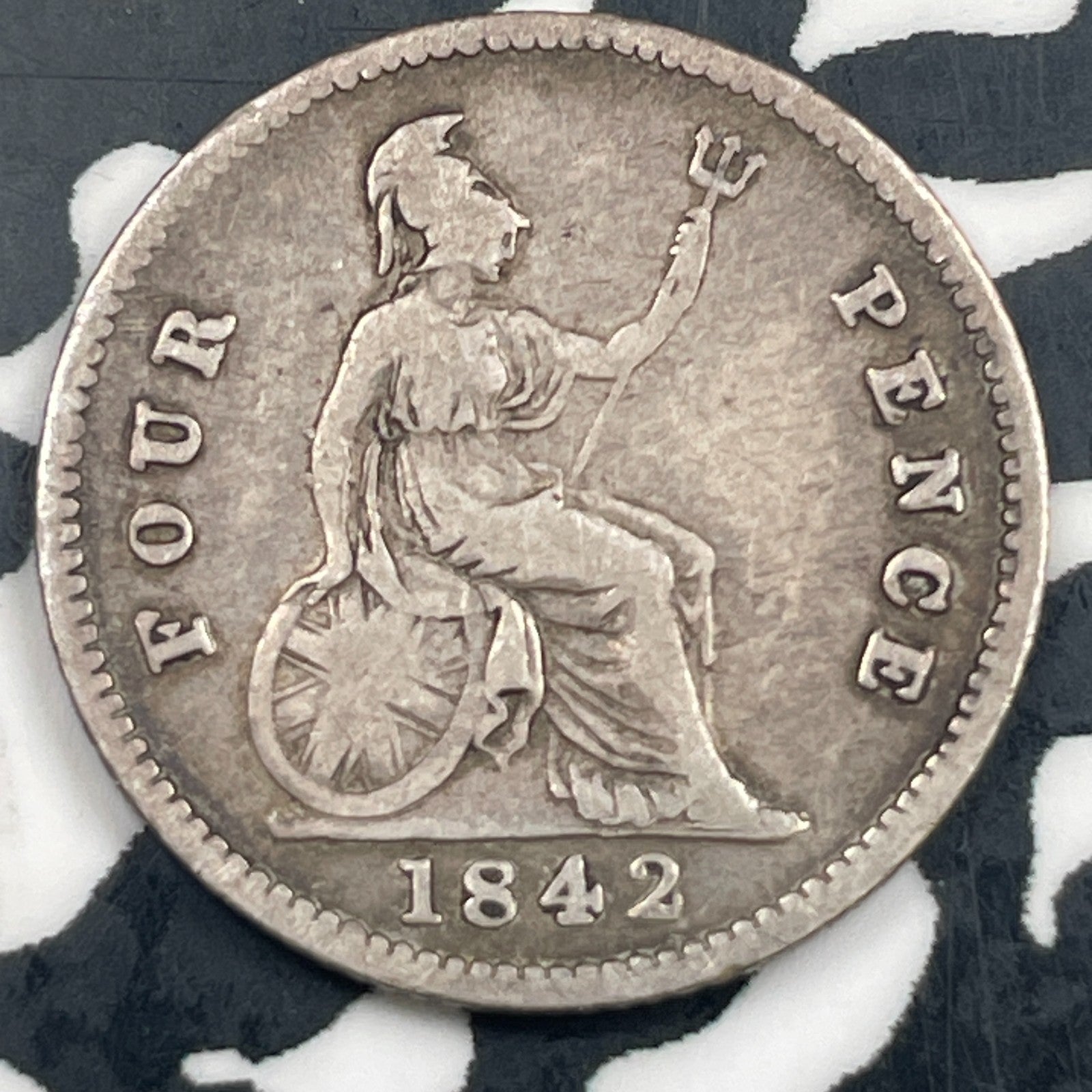 1842 Great Britain Victoria 4 Pence Lot#N3757 Silver!