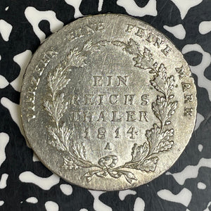 1814-A Germany Prussia 1 Thaler Lot#JM9420 Silver! Beautiful Detail, Old Clean.