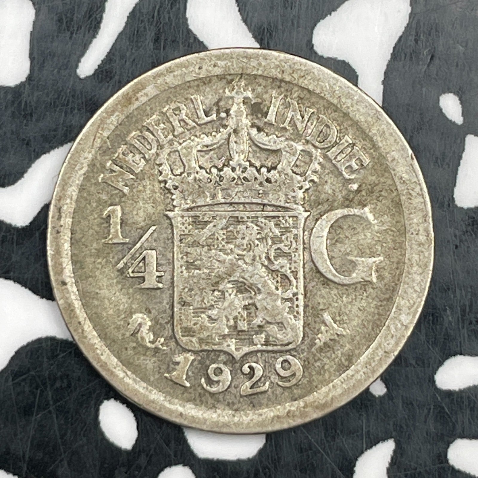 1929 Netherlands East Indies 1/4 Gulden Lot#N1259 Silver!