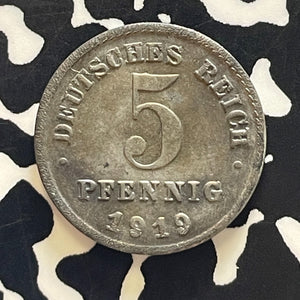 1919-F Germany 5 Pfennig Lot#T5778 High Grade! Beautiful!