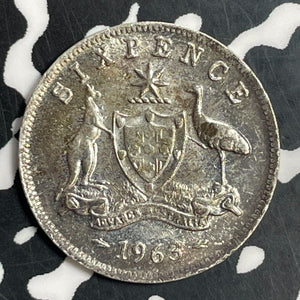 1963 Australia 6 Pence Sixpence Lot#T0544 Silver! High Grade! Beautiful!