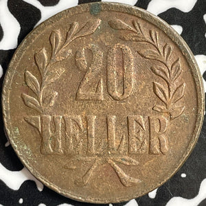 1916-T German East Africa 20 Heller Lot#D9071 Copper