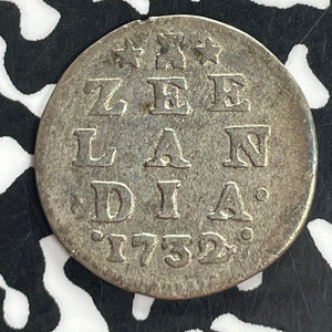 1732 Netherlands Zeeland 2 Stuivers Lot#T8158 Silver! Nice! KM#59