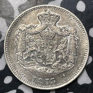 1873 Romania 1 Leu Lot#JM8137 Silver! High Grade! Beautiful!