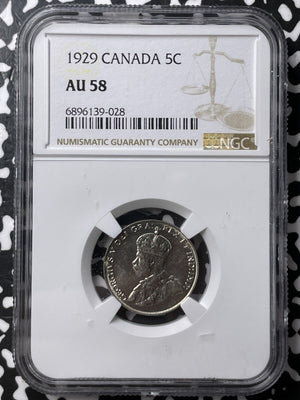 1929 Canada 5 Cents NGC AU58 Lot#G8065