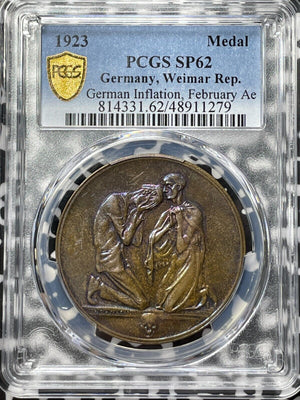 1923 Germany Hyperinflation Medal PCGS SP62 Lot#G6973 Beautiful Toning!