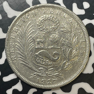 1927 Peru 1/2 Sol Half Sol Lot#T1713 Silver!
