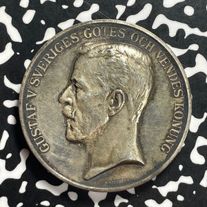 (1918) Sweden Gustaf V Horse Breeding Medal Lot#JM9532 Silver! 43mm