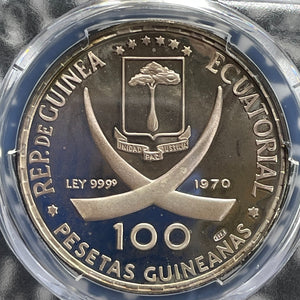 1970 Equatorial Guinea Goya 100 Pesetas PCGS PR67 DCAM Lot#G1097 Silver! Proof!