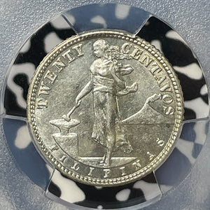 1928-M U.S. Philippines 20 Centavos Mule PCGS MS62 Lot#G144 Silver! Key Date!