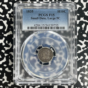 1835 U.S Capped Bust 5 Cents Half Dime PCGS F15 Lot#G1068 Silver! Small Date